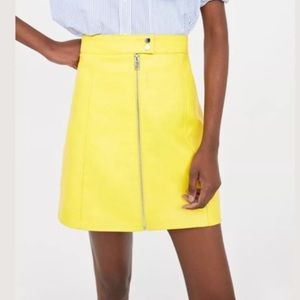 Zara Yellow Faux Leather Mini Skirt Zara Skirts Zara Bright Yellow